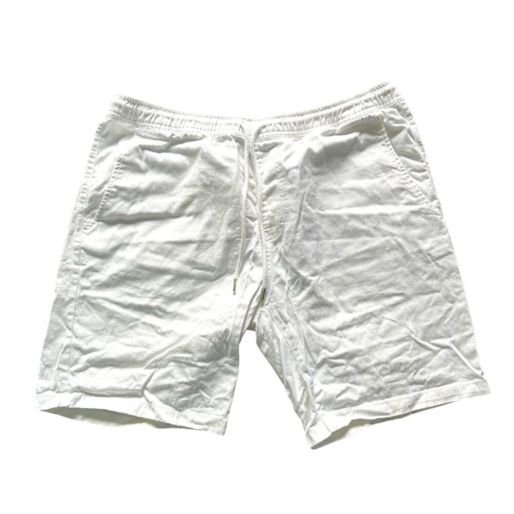 White cotton drawstring shorts